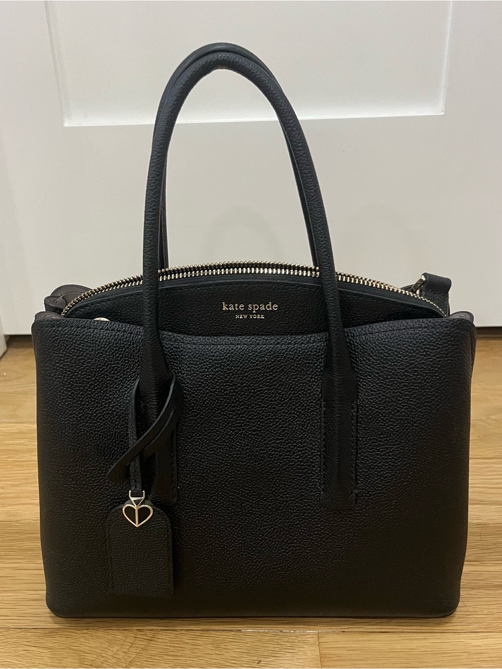 kate spade Black Pebbled Leather Satchel with Top Handles